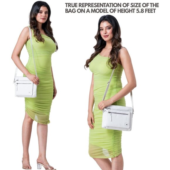 Women White Imported Leather Polyester Crossbody Sling Shoulder Crossover Bag - Picture 2 of 6